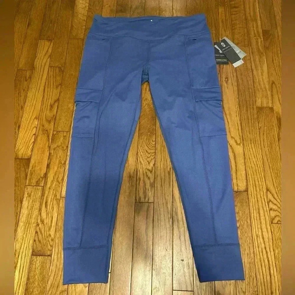 Free Country Women’s Activewear Pants Blue Cargo Pockets Leggings/joggers NWT - Picture 1 of 6